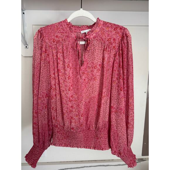 Maison d'Amelie Tops - Maison d'Amelie Women's Bubble Sleeve Peasant Blouse Size Large Pink Gold